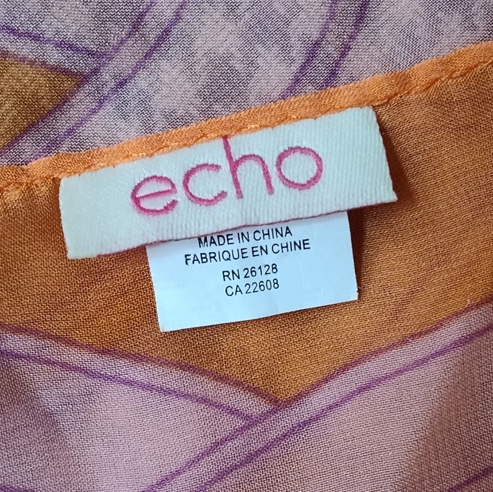 Echo Pink and Orange Celtic Knot Geo Scarf | Sheer | Long Rectangle